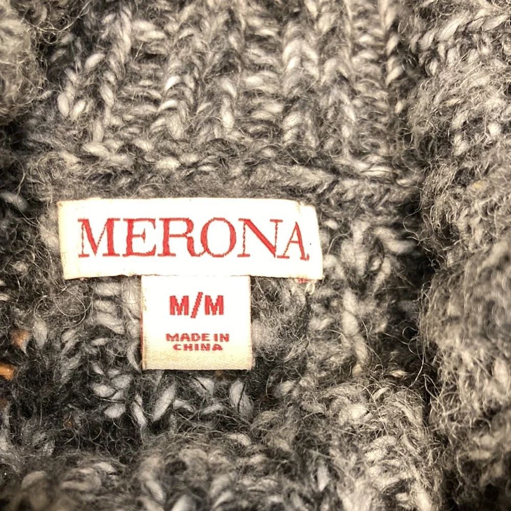 Merona Wool Blend Marbled Gray Cowl Tunic Sweater - Picture 3 of 8